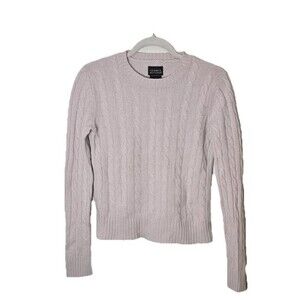 George Womens Gray 100% Cashmere Crew Neck Knit Sweater Misses Sz M Basic Simple